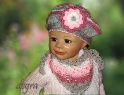 komplet beret/czapka z chustką -rózowy komplet beret/czapka z chustką -rózowy