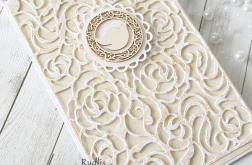 Koronkowe zaproszenie na chrzest karmelowe