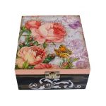 Herbaciane róże szkatułka z przegrodami - róże szkatułka decoupage