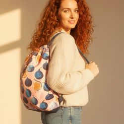 Plecak worek z weluru w figi – duży plecak damski handmade