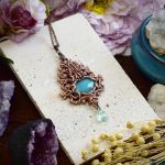 Miedziany wiktoriański wisiorek z amazonitem #356 - 