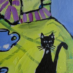 obraz olejny dama z kotkiem czarnym 