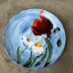 Ręcznie malowana porcelanowa filiżanka ze spodkiem Łąka i chmury - 