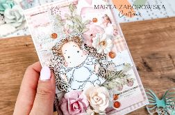 Kartka z pudełkiem na Chrzest Święty - aniołek