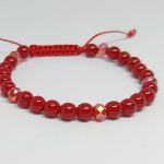 Bransoletka z Czerwonego KORALU 6 mm makrama boho czerwona - 