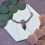 Miedziany naszyjnik wire wrapping z labradorytem #503 - 