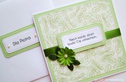 Kartka Z ŻYCZENIEM zielono-biała
