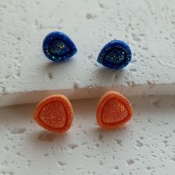 "Luna II" - kolczyki sztyfty z gliny polimerowej - zestaw 2 pary