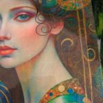 Obrazek à la Gustav Klimt (na desce, dwustronny) - "Aurora i Diana" - Aurora