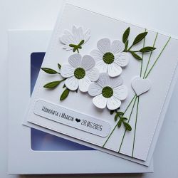 Kartka ślubna biało-zielona minimalistyczna