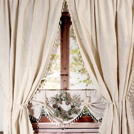 Zasłona firana BOHO zasłona z frędzlami na tunel panel SHABBY 150/160cm