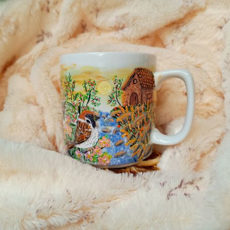 Kwitnący sad kubek ręcznie malowany 300 ml.