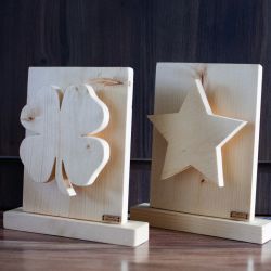 Drewniana lampa nocna, gwiazda