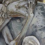 duży obraz olejny Beksiński para zakochani - 