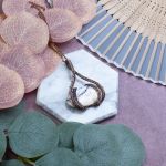 Miedziany wisiorek wire wrapping z opalem dendrytowym #523 - 