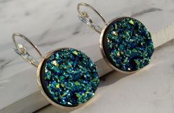 Kolczyki z druzami niebiesko-turkusowymi