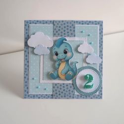 Kartka na urodziny roczek dinozaur dinuś