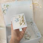 Pudełko wspomnień na chrzest "OhBabyMiś" blue - 