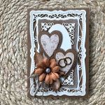 028,Ślubna kartka  w pudełku -dwa serca z torebką - 028,Ślubna kartka  w pudełku -dwa serca z torebką