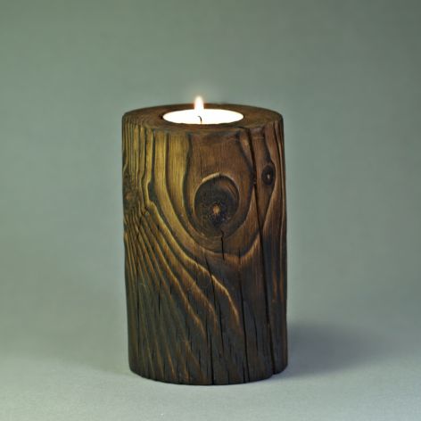 świecznik drewniany cieniowany okrągły shou shi ban tealight