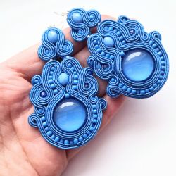 Blue Sky kolczyki sutaszowe