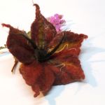 Jesienny - Kwiat Filcowy - Broszka z Filcu  - Kwiat - Bordo - 