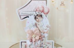 Kartka cyferka na roczek "CottonGirl1" GOTOWA