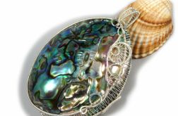 Srebrny wisior z muszlą abalone dwustronny