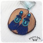 Kolczyki sutasz soutache boho frędzle turkus - frida
