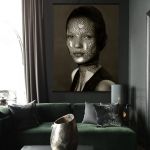 Kate Moss - Obraz na drewnianych listwach i sznurku