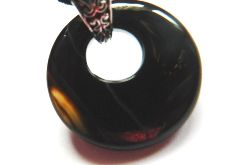 Brązowo-czarny agat, kółko z dziurką, donut, wisiorek