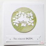 Kartka NA ZAWSZE RAZEM biało-zielona - Biało-zielona kartka na ślub z ptaszkami