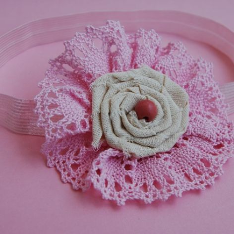 Opaska niemowlęca  - Mała rusałka w różu