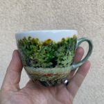 Porcelanowa filiżanka ręcznie malowana Leśny pejzaż  - 