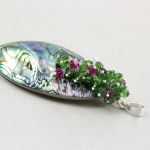 Paua abalone Swarovski i srebro - wisior - 