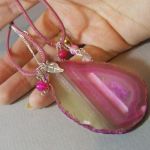 FUKSJA i BEŻ -naszyjnik - 