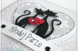 Kartka na ślub z zakochanymi kotkami