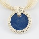 naszyjnik ceramiczny z lnem - 