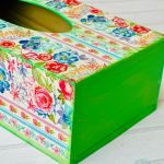 Pudełko na chusteczki, chustecznik, dekoracja na stół, kwiaty - 