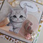 Personalizowana kartka na urodziny z kotkiem i  motylkiem - Personalizowana kartka na urodziny z kotkiem i  motylkiem