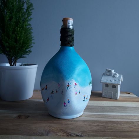 Butelka ręcznie malowana z oświetleniem LED