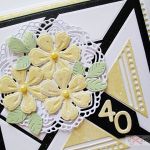 Kartka URODZINOWA żółto-czarna - Żółto-czarna kartka na urodziny w ozdobionej kopercie