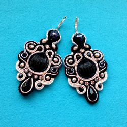 Kolczyki Czerń, Srebro & Ecru