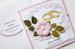 Kartka ŚLUBNA biało-różowa