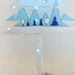 Drewniana choinka -Niebieskie choinki -20LED - 
