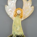 Aniołek ceramiczny zielony - anioł wiszący