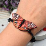 Czerwony motyl - bransoletka z regulacją - bransoletka z motylem