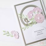 Kartka Z ŻYCZENIEM srebrzysto-różowa - Srebrzysto-różowa kartka w ozdobionej kopercie