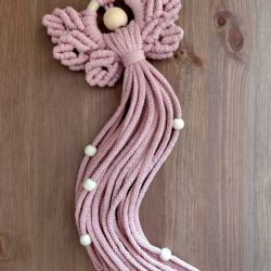 Anioł Sakura z bawełnianego sznurka. Makrama.