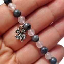 Bransoletka z labradorytu i różowego kwarcu